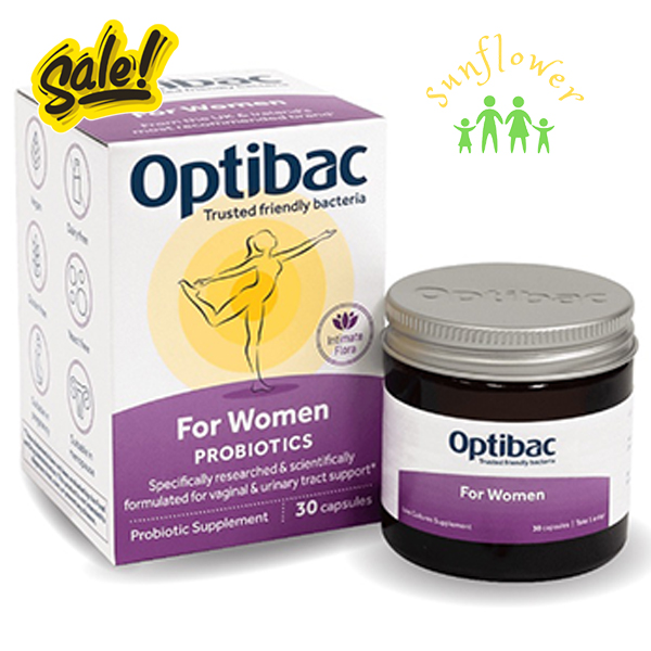 Men phụ nữ Optibac tím Probiotics For Women trợ phụ khoa lọ 30 viên của Anh