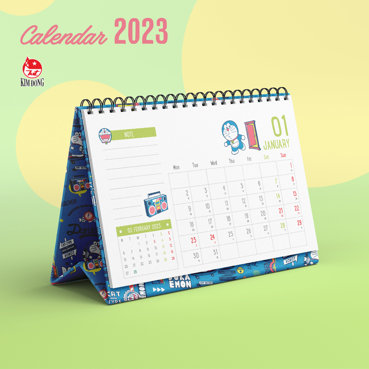 Lịch để bàn Doraemon 2023
