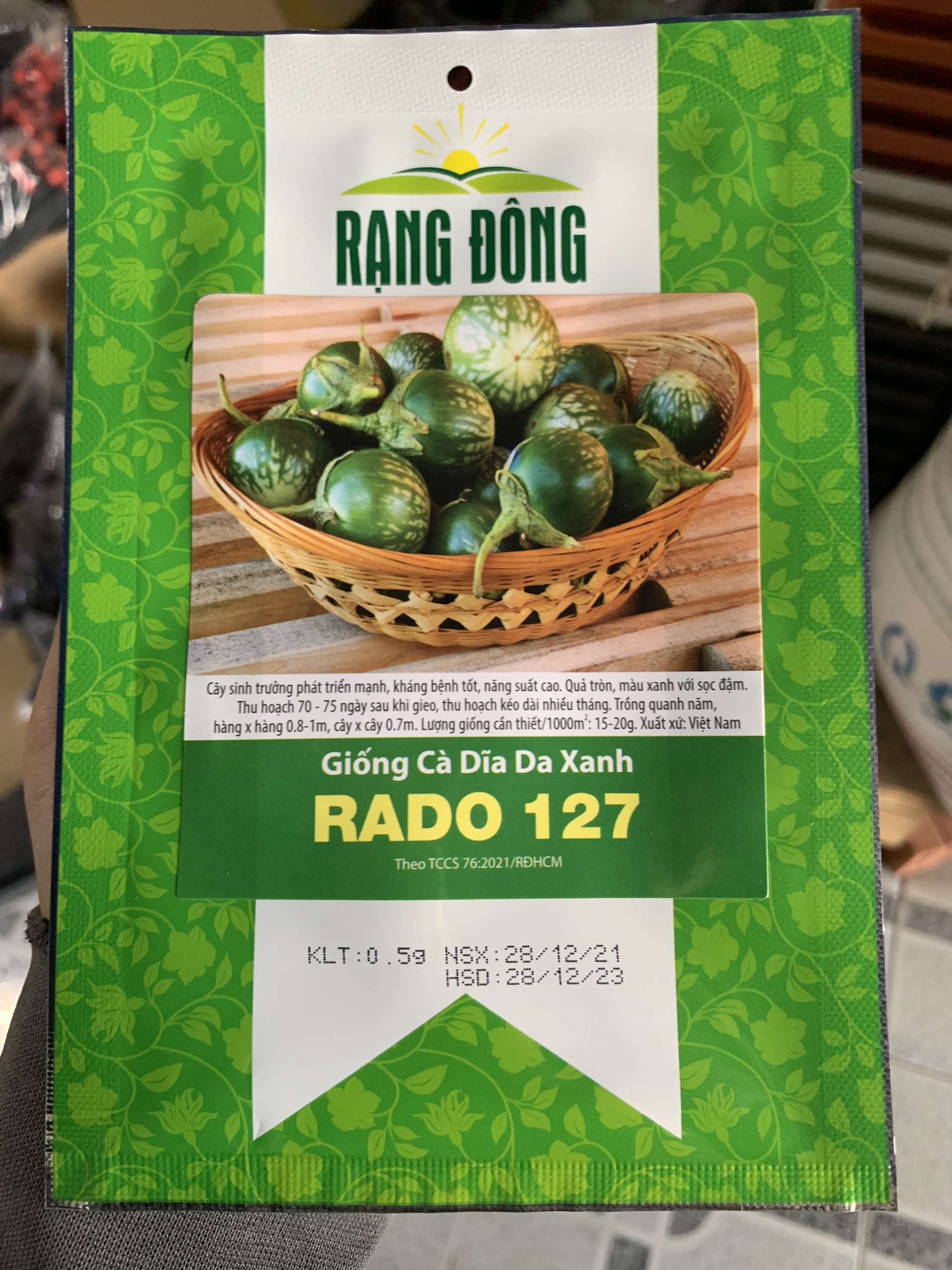 Hạt giống cà dĩa da xanh gói 0.5gr - rado 127