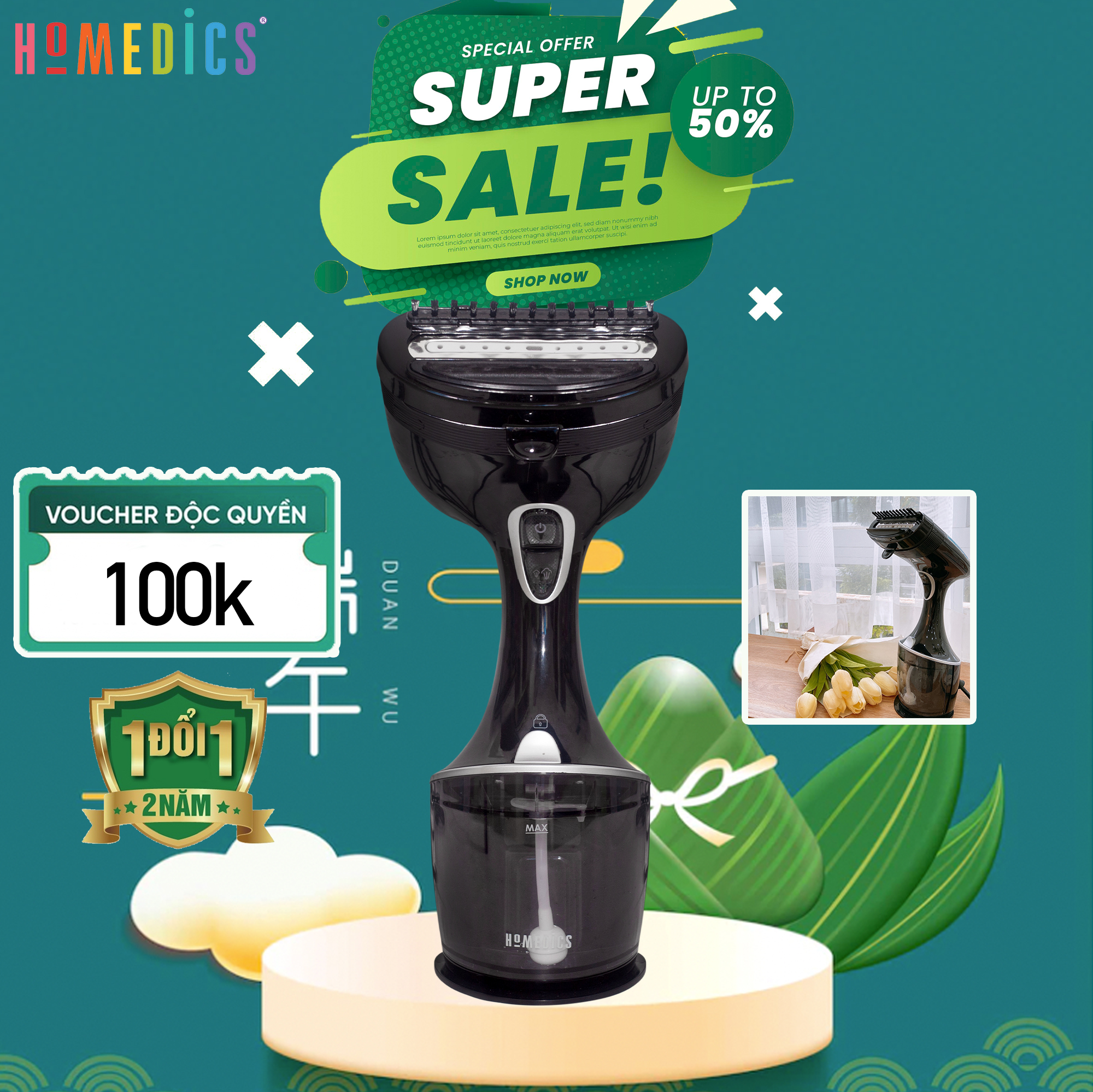 Bàn là bàn ủi hơi nước cầm tay Homedics PS-HH50 Turbo nhập khẩu USA, Bàn ủi hơi nước cầm tay đứng philips