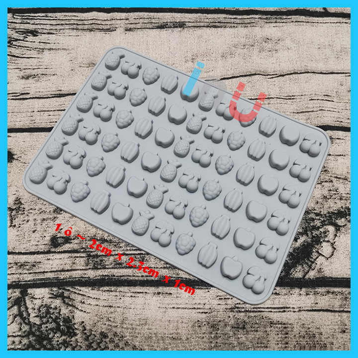 [HCM]Khuôn silicon 66 viên trái cây đủ loại làm kẹo dẻo kẹo chip pudding mini