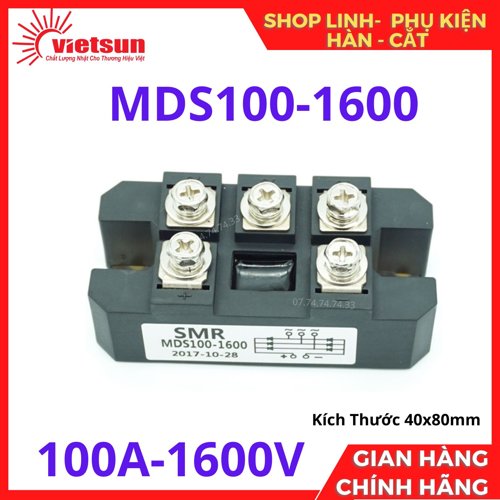 Diode cầu 3 pha MDS100-1600 ( 100A-1600V).