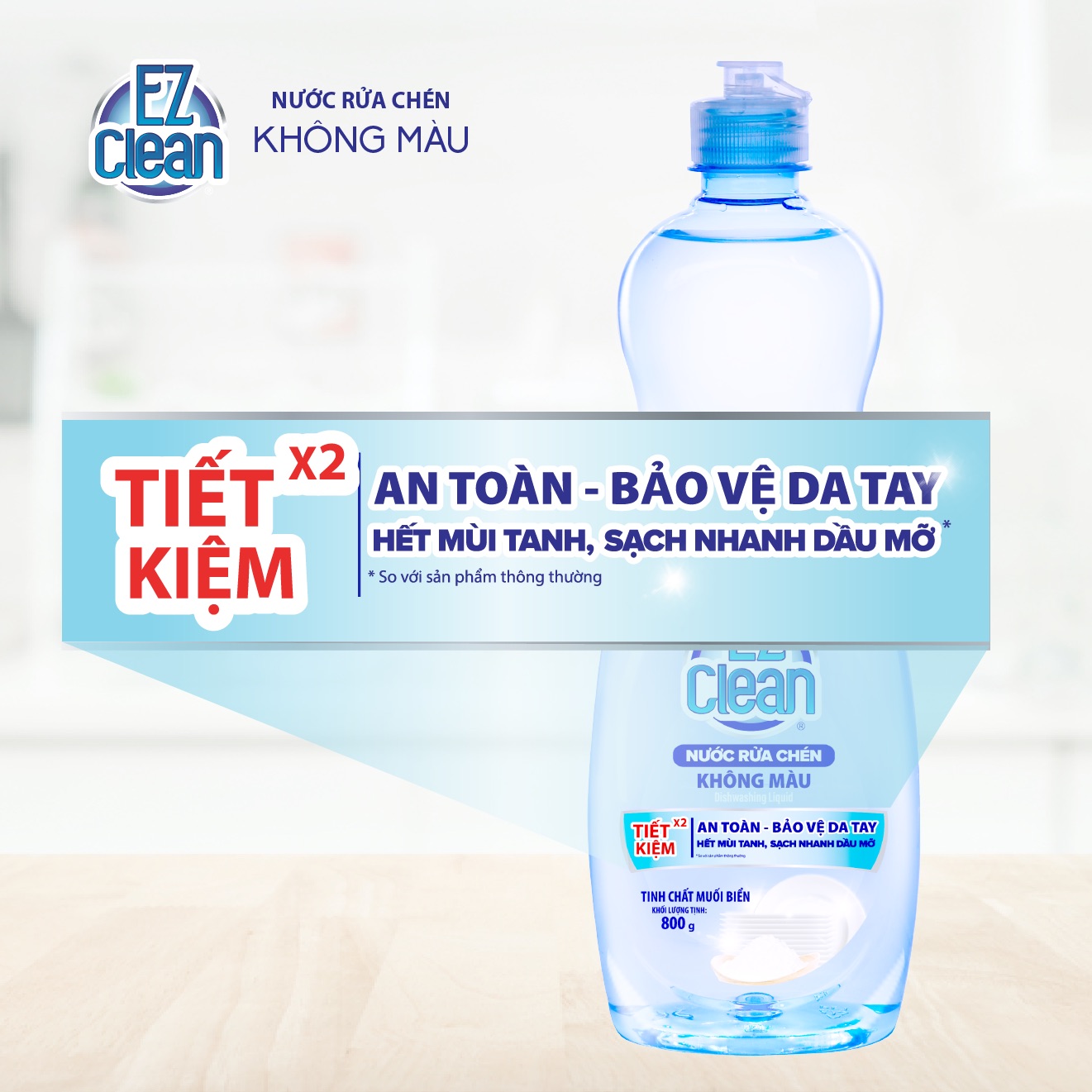 [HCM]Nước rửa chén EZ CLEAN muối chai 800g date mới nhất