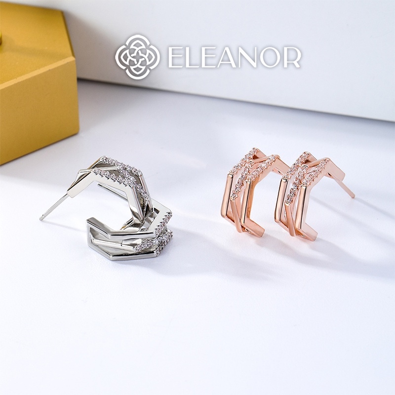 hot Bông tai nữ chuôi bạc 925 Eleanor Accessories hình học khối phong cách Hàn Quốc phụ kiện trang sức cá tính