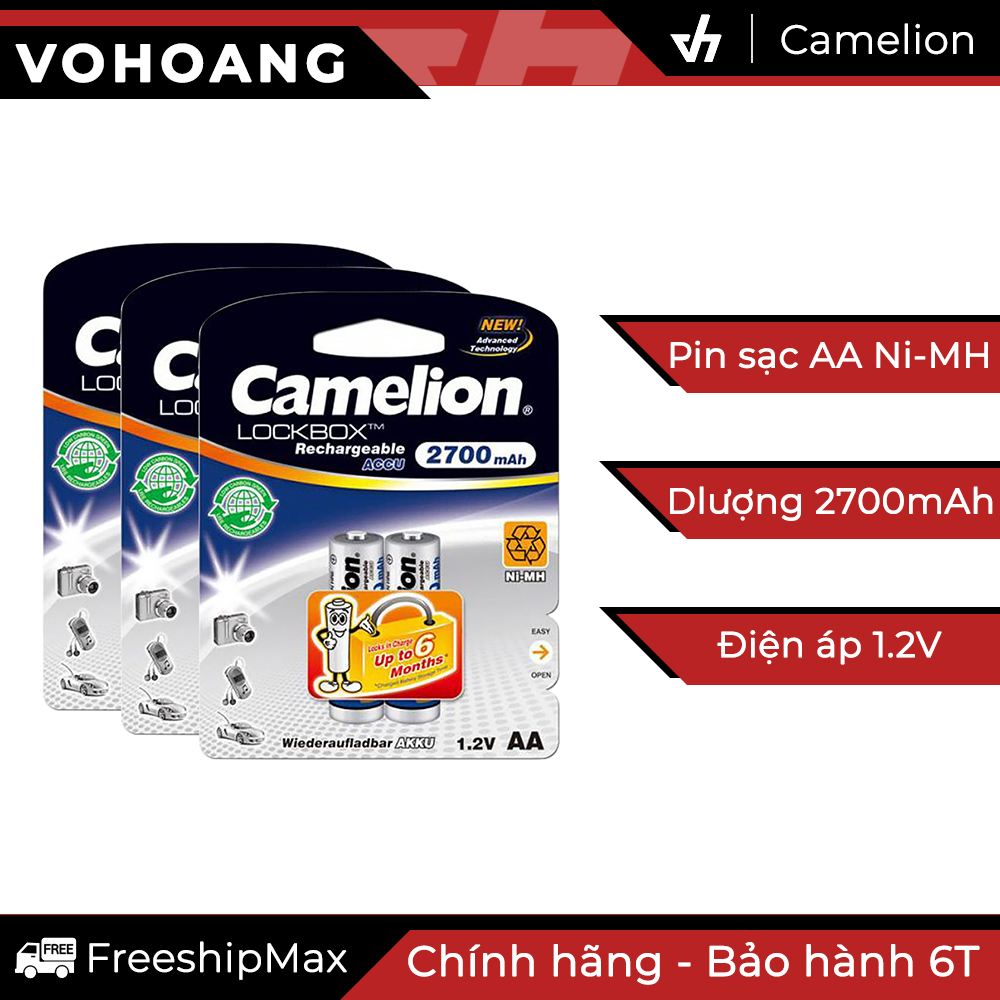 Bộ 6 pin sạc AA Camelion Rechargeable 2700mAh (Trắng)