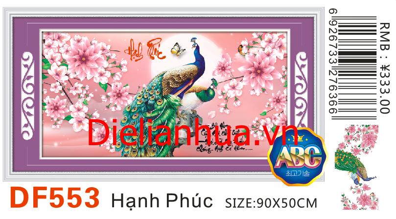 [HCM]Tranh đính đá Hạnh Phúc_DF553_90*50CM