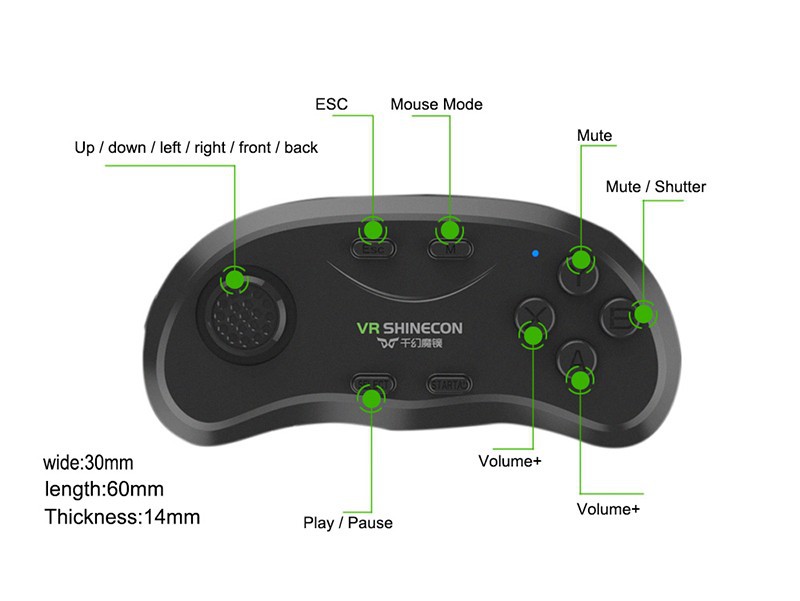 Điều khiển từ xa cho vr shinecon không dây bluetooth 3.0 game điều khiển từ xa xử lý gamepad đối với ios android pc trò chơi tay cầm