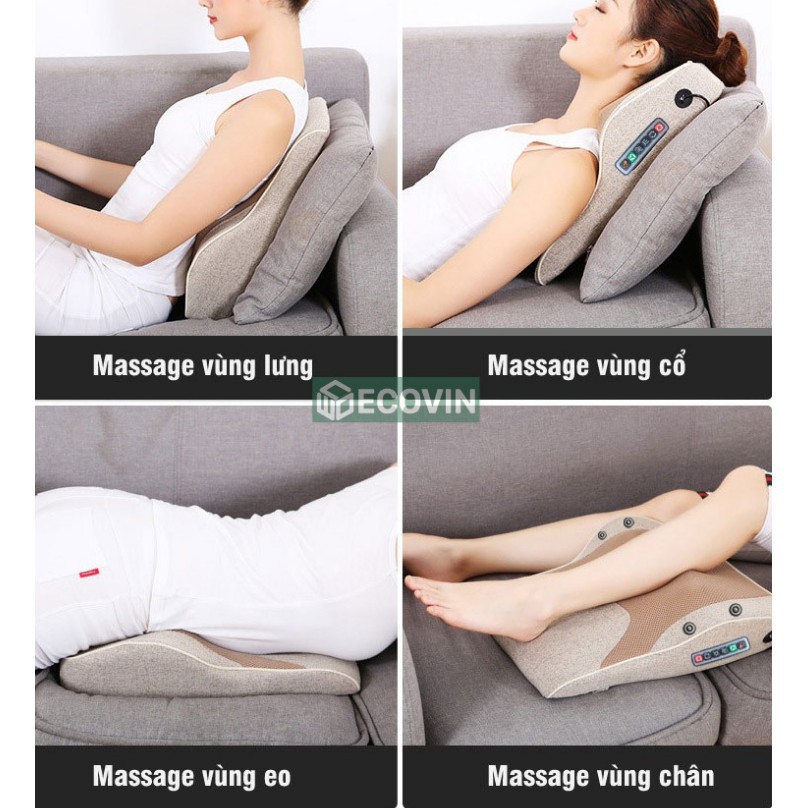 Gối Massage Lưng Vai Cổ Thắt Lưng Cao Cấp [Hàng Chính Hãng]