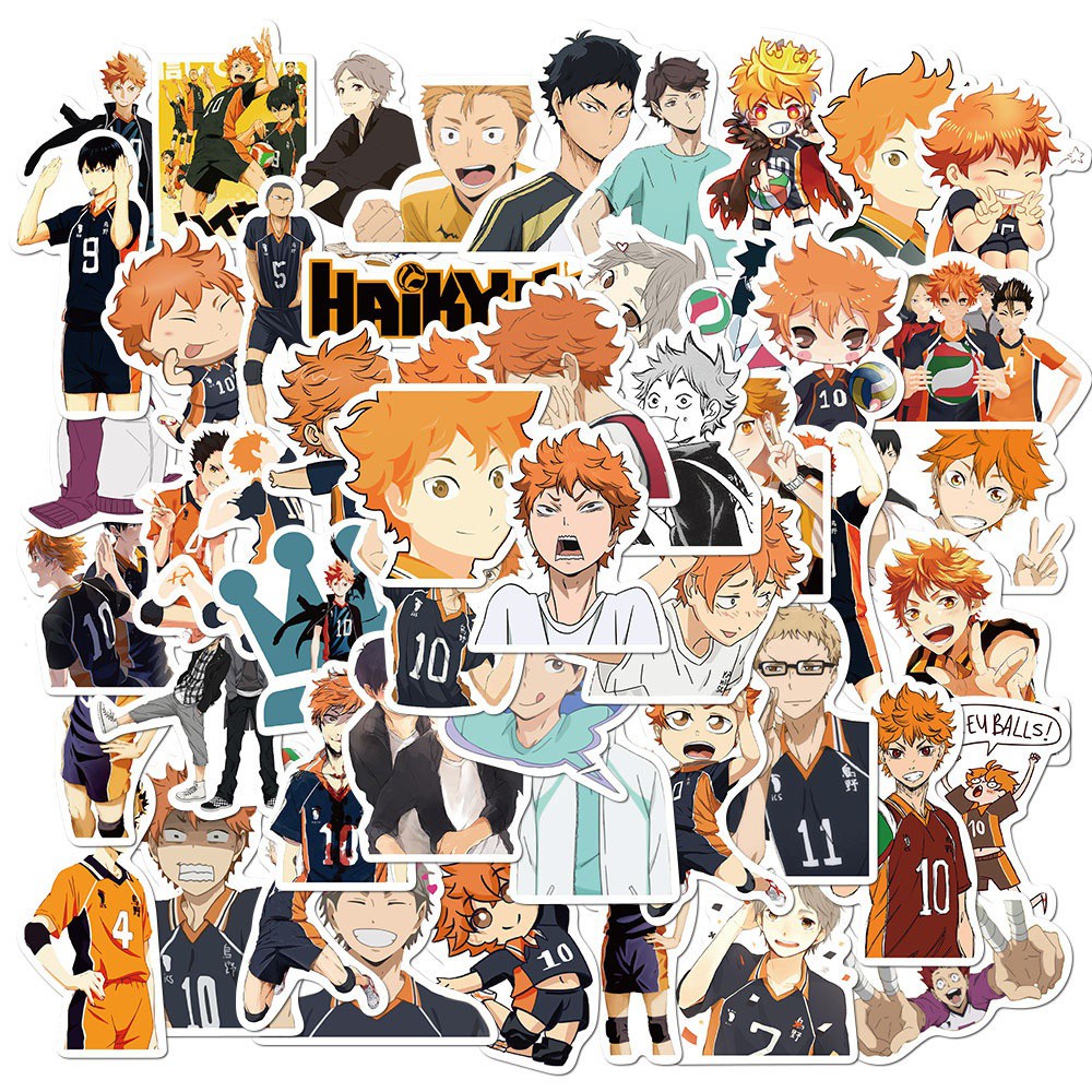 Set 50 sticker hình dán chống thấm nước Anime Haikyuu