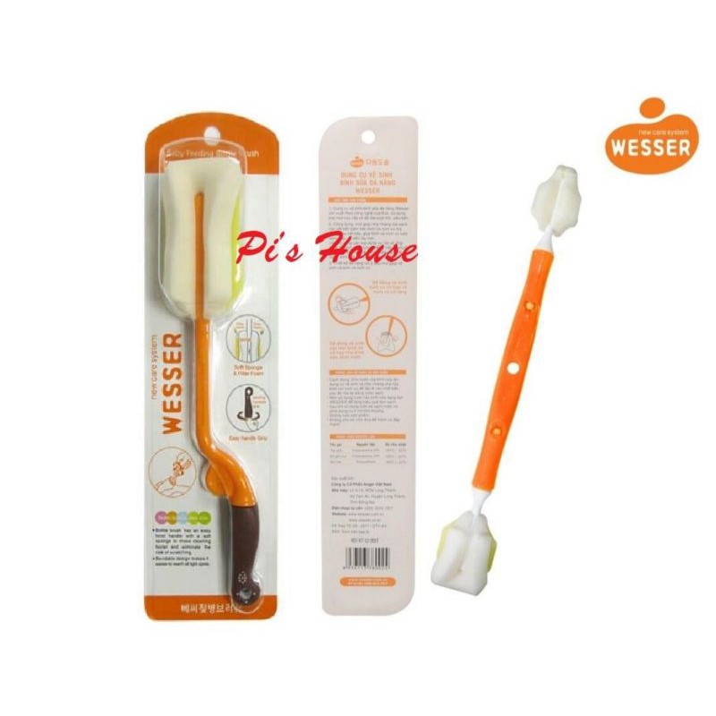 (Hcm) Dụng Cụ Cọ Rửa Bình Sữa Wesser| - Cọ 2 Đầu Mút