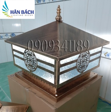 [HCM]Đèn trụ cổng D400 màu đồng giả cổ