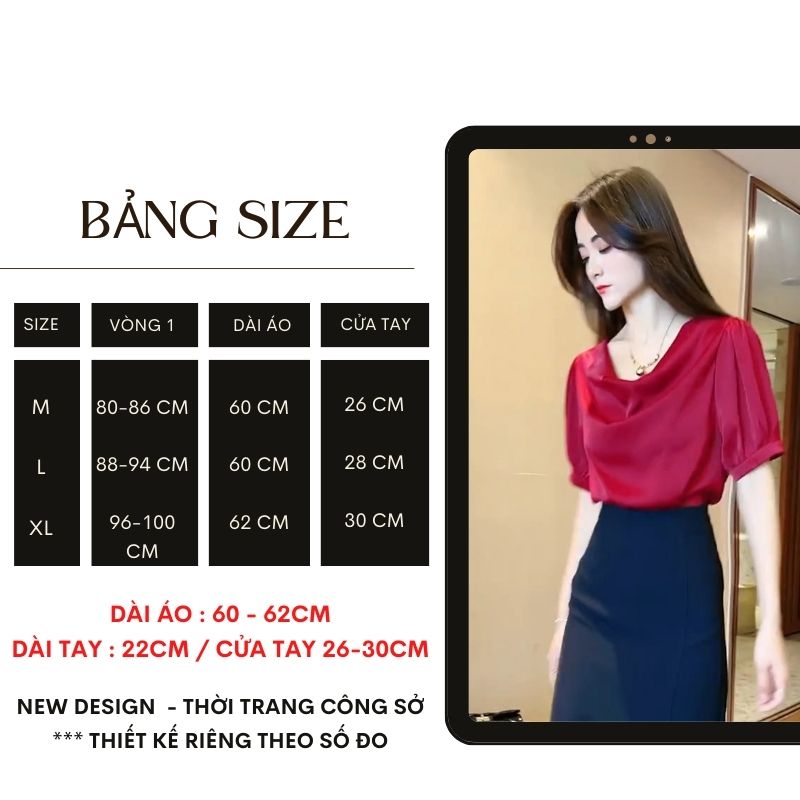 Áo kiểu nữ cổ đổ công sở cao cấp kiểu Hàn Quốc form rộng tay lỡ chất lụa