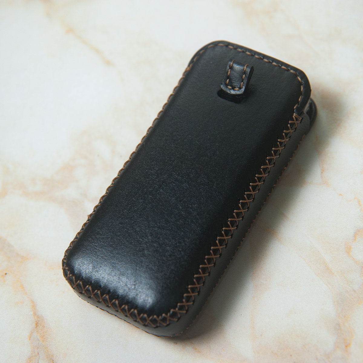 Bao điện thoại handmade da thật cho Nokia 8800 - Màu Đen - Đồ da handmade tặng kèm khắc laser miễn phí