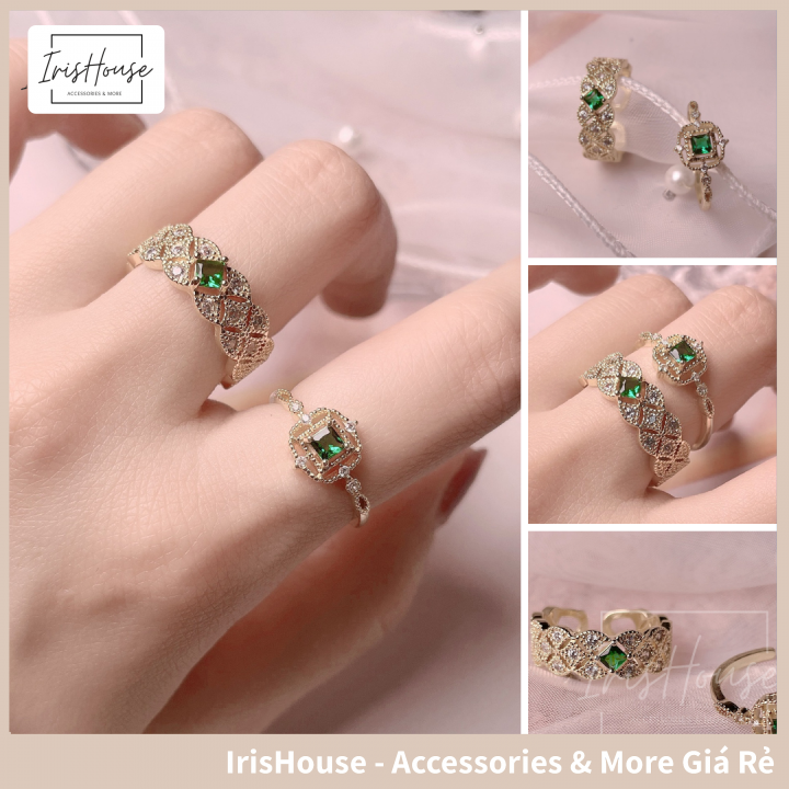 Set Nhẫn Nữ Đính Đá Ngọc Bích Quý Phái