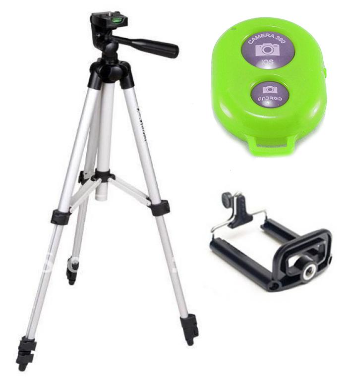 Tripod / 1060mm + Giá đỡ điện thoại + Remote PeepVN Mobile Tripod 2 (Đen Xanh lá)