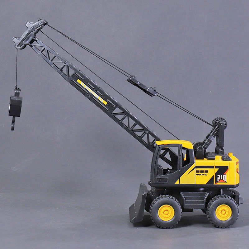 Đồ chơi mô hình xe cẩu ủi tự hành chạy đà 4 bánh xe cần trục móc nâng hạ bàn xoay 360 độ