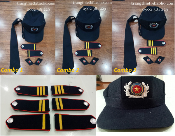 Combo phụ kiện bảo vệ (nón kèm sao, ve áo, cầu vai, cà vạt)