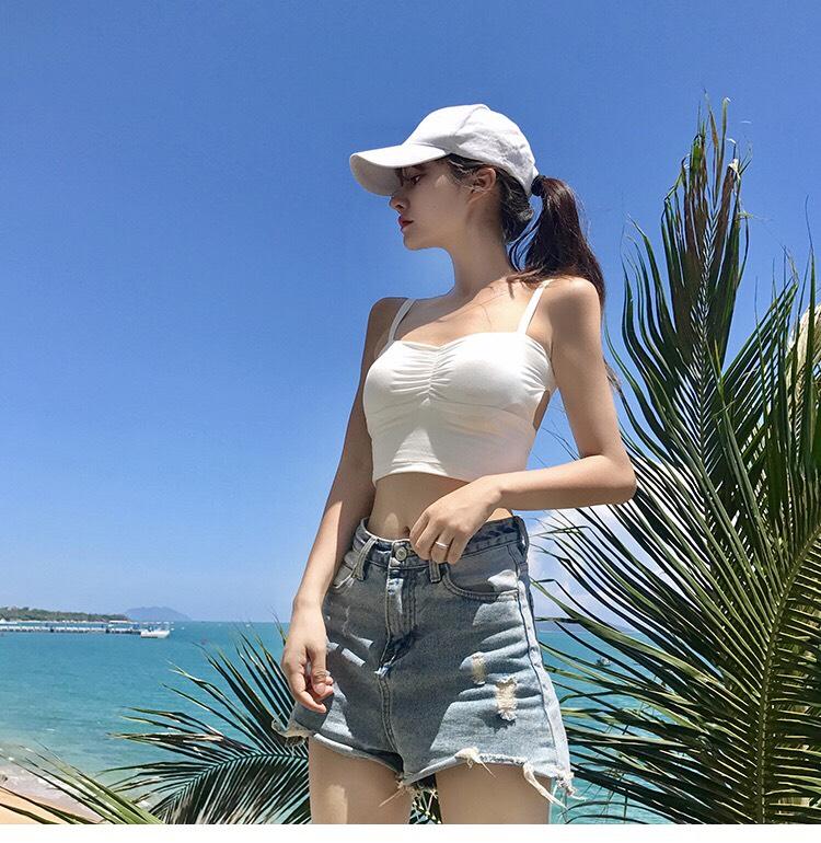 Áo Thun Hai Dây Form Croptop Đang Chéo Sau Lung Quyến Rũ TTS0395