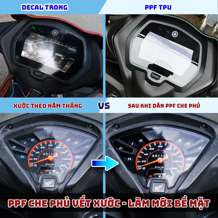 Miếng dán xe Future bảo vệ mặt đồng hồ Honda FUTURE PPF