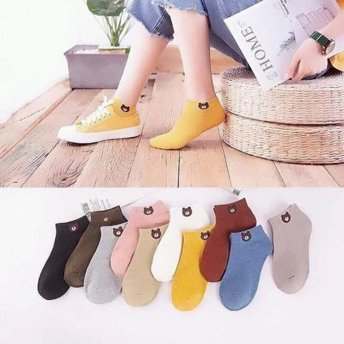[HCM]Combo 10 Đôi Tất Gấu Nữ Cổ Ngắn Chất Đẹp Tặng Kèm Túi Đẹp
