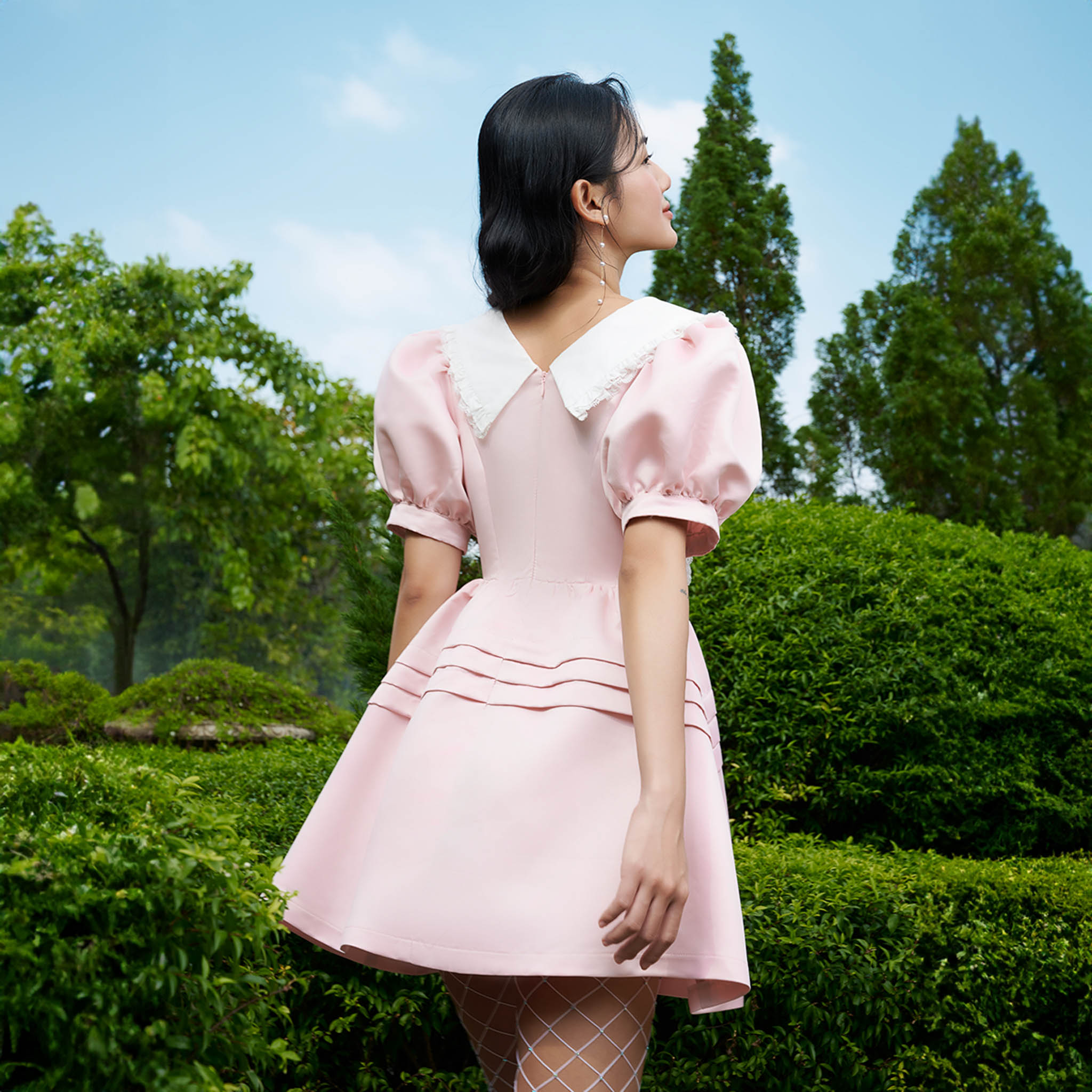 DOTTIE - Đầm tay phồng phối lá cổ - D0571