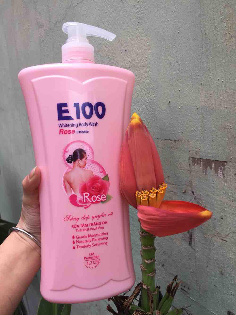 Sữa tắm E 100 hương hoa Hồng 1200 ml chăm sóc da lão hóa