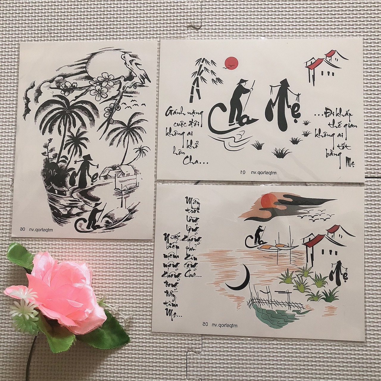 [HCM]COMBO 3 TẤM HÌNH XĂM DÁN TATTOO 15X21CM CHA MẸ KÍNH YÊU NÉT THƯ PHÁP (Tặng ngay 1 tấm cùng size khi mua 2 combo)