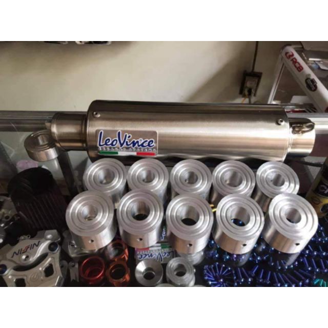 Tiêu Nhôm Séo Tiện Cnc Nguyên Khối Gắn Cho Pô Leovince Miệng Séo