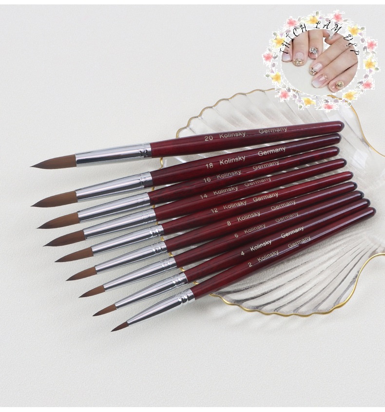 Cọ Đắp Bột Nail Size 16 Cán Gỗ Kolinsky Germany