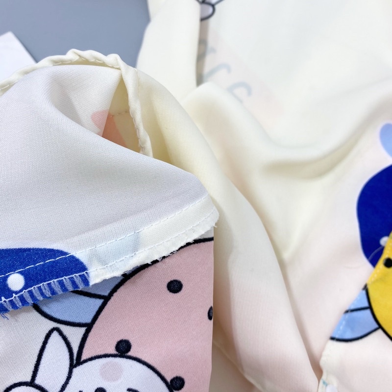 Bộ Pijama Cộc Dài Lụa Mango Cổ Bèo Dành Cho Bé Gái