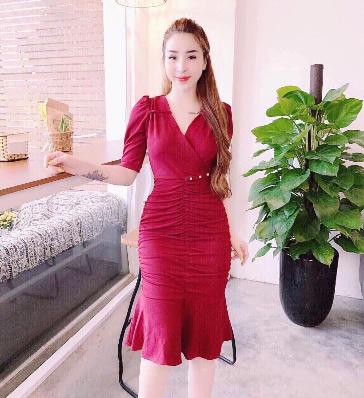 [HCM]Đầm đuôi cá cổ V - HT