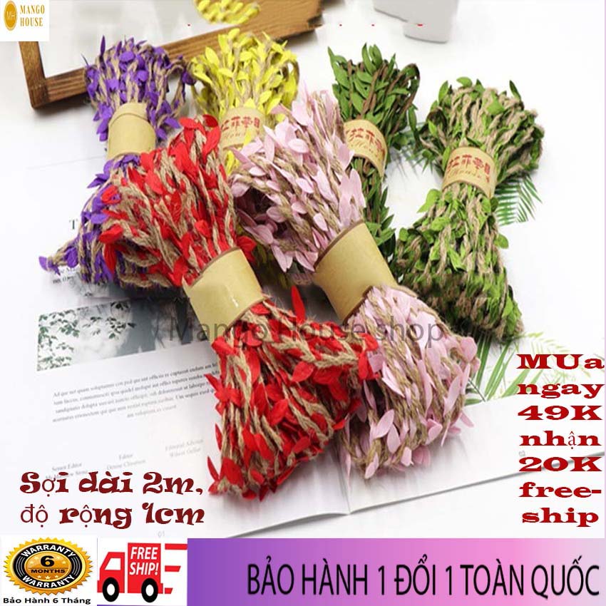 Dây thừng lá- Dài 2m, độ rộng 1cm, dai, chắc chắn, bền màu sắc đẹp, tươi sáng, chất vải xịn- Mango house - Dây thừng, dây thừng đan lá, dây thừng xếp lá, dây thừng trang trí, dây đan trang trí, dây bố, dây bố lá