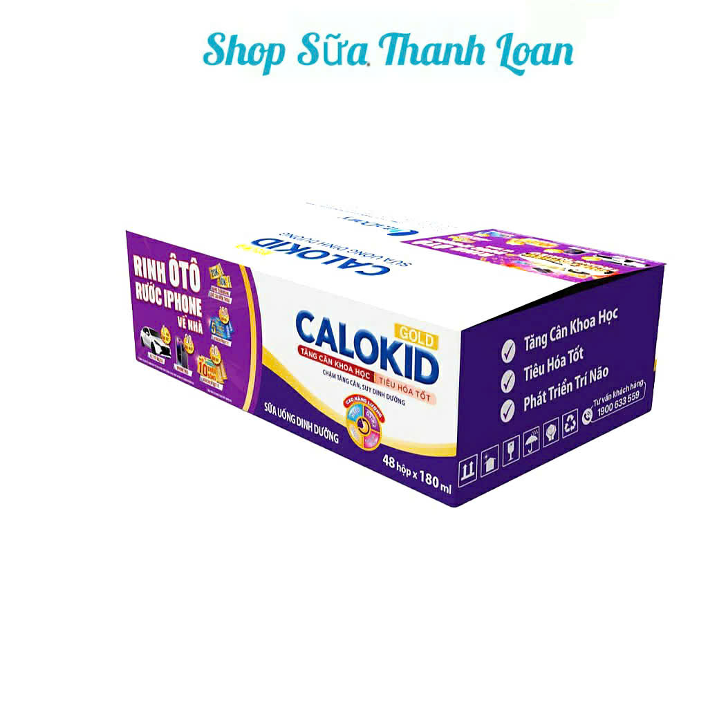 (HSD T1-2027) Thùng 48 Hộp Sữa Bột Pha Sẵn Vitadairy CALOKID GOLD 180ml.