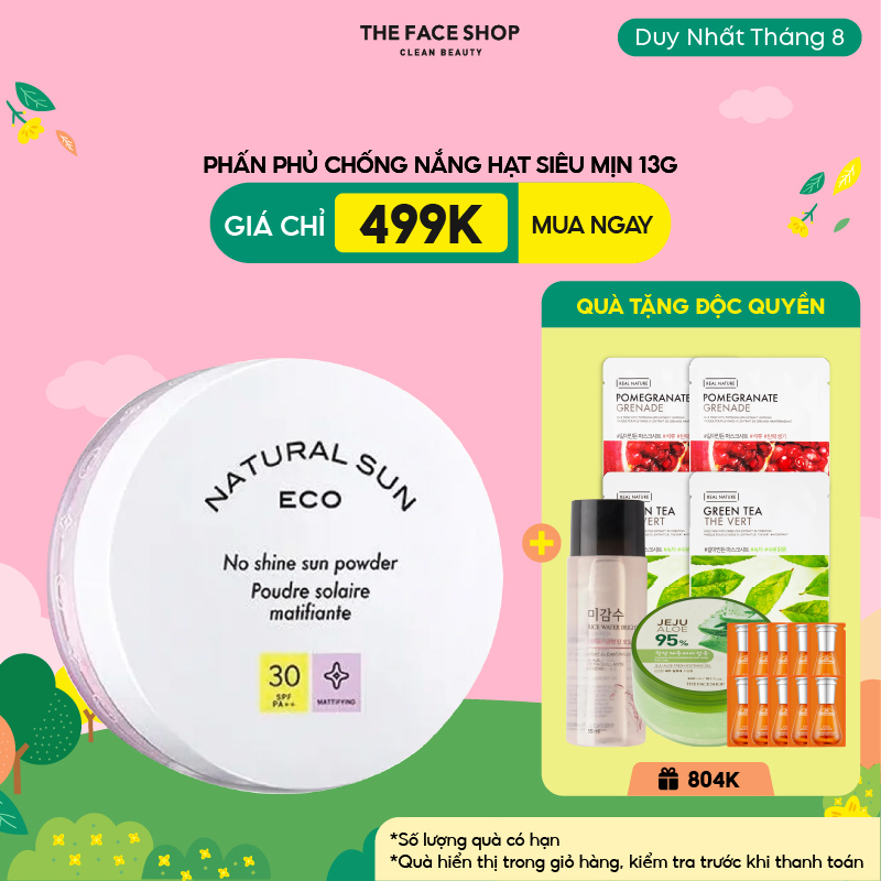 Phấn phủ dạng bột kiềm dầu thefaceshop natural sun eco no shine sun powder spf30pa++
