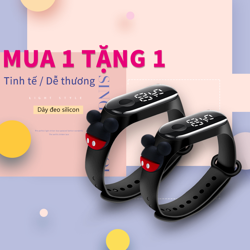 [Buy 1 get 1]Children 3D Cartoon Touch LED Electronic Watch Student Cute Silicone Waterproof Sports Watch Multifunctional Luminous Calendar Stopwatch