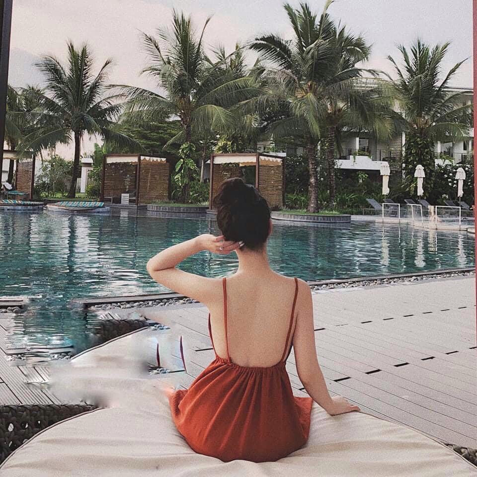 [HCM]Đầm 2 dây đính nút có mút ngực #dam2daydinhnutcomut
