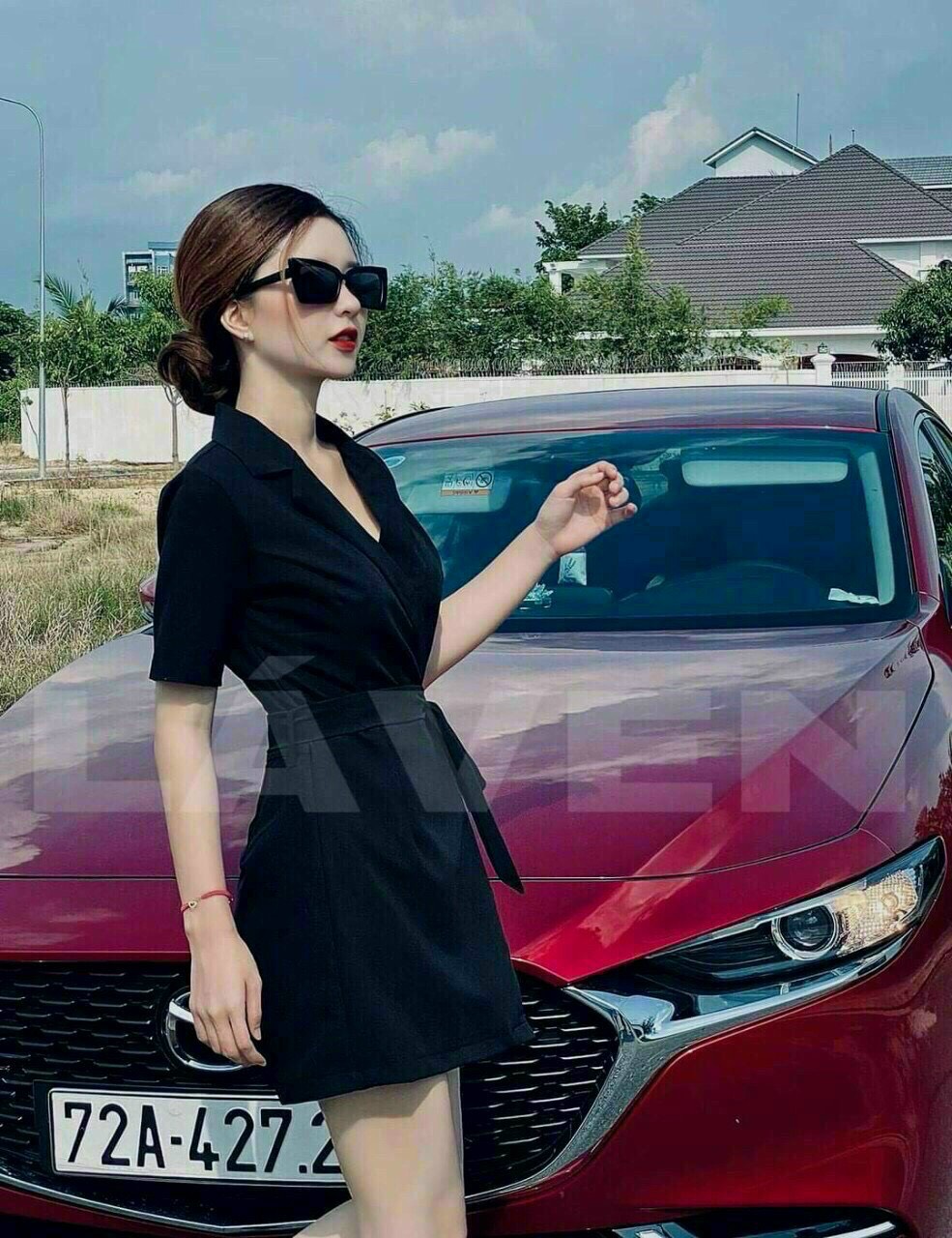 Bộ jum cổ vest cột nơ eo ,hàng chuẩn from đẹp luna fashion