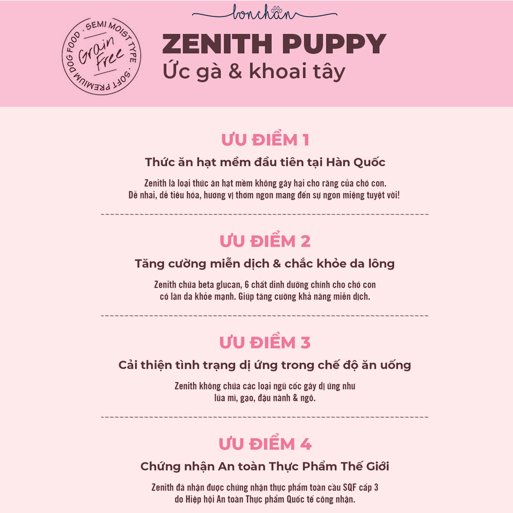 Hạt Zenith Puppy hạt mềm cho chó con túi 1,2kg