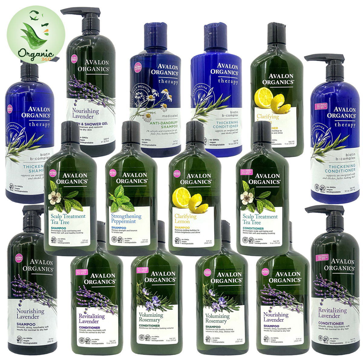 Avalon Organics Organic Shampoo - Conditioner - Shower Gel
