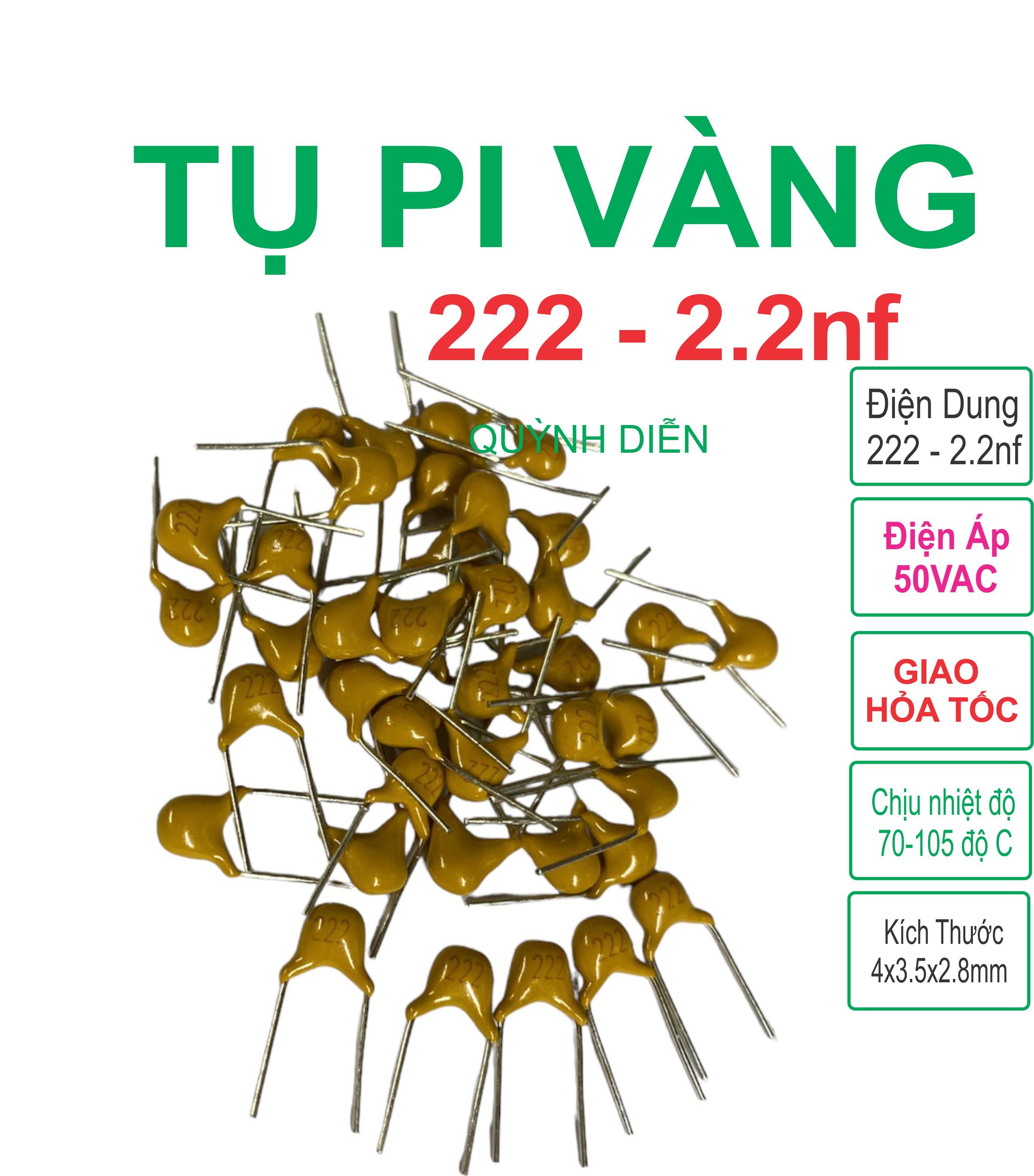 Combo 20 tụ pi vàng 222 - 2.2nf - 50v linh kiện quỳnh diễn