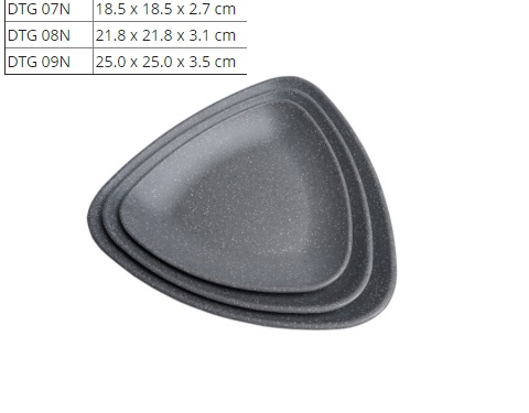 Dĩa Nhựa Tam Giác Melamine Nhám Xám