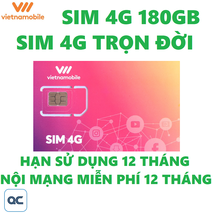 FREESHIP - CHƯA KÍCH HOẠT. [HCM]Sim 4G vietnamobile trọn đời 180GB gói khuyến mãi 12 tháng miễn phí vận chuyển