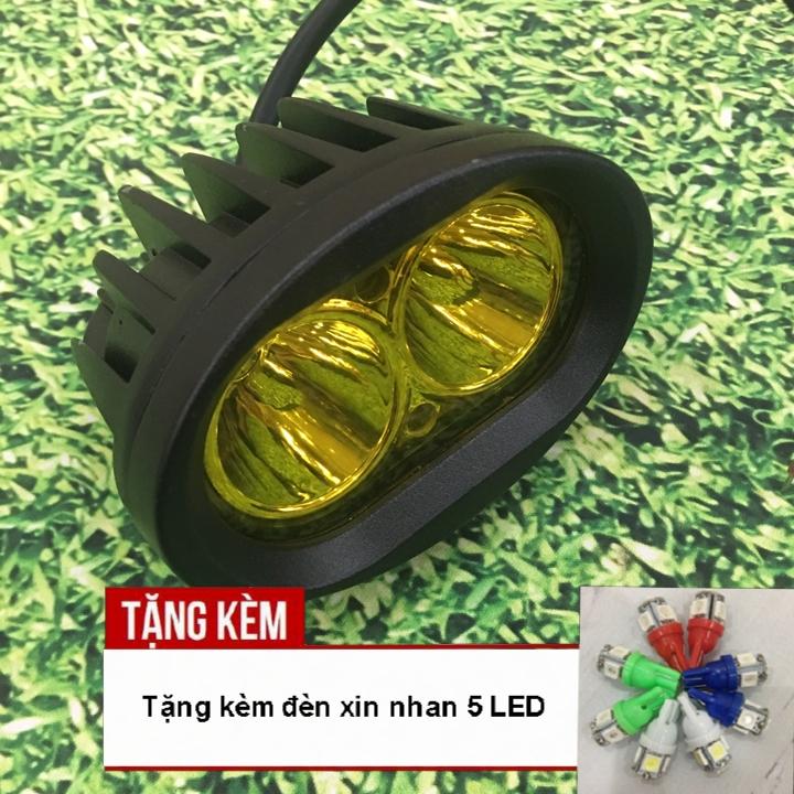 Đèn trợ sáng L2  2 bóng LED loại ánh sáng Vàng gắn xe máy siêu chất - TẶNG NGAY ĐÔI XI NHAN  5 LED