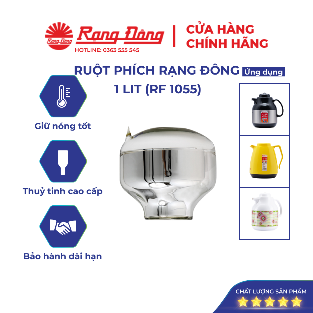 Ruột phích rạng đông 1 lit 1055 cho model phích rd 1055st1.e, rd 1055n1.e, rd 1055ts