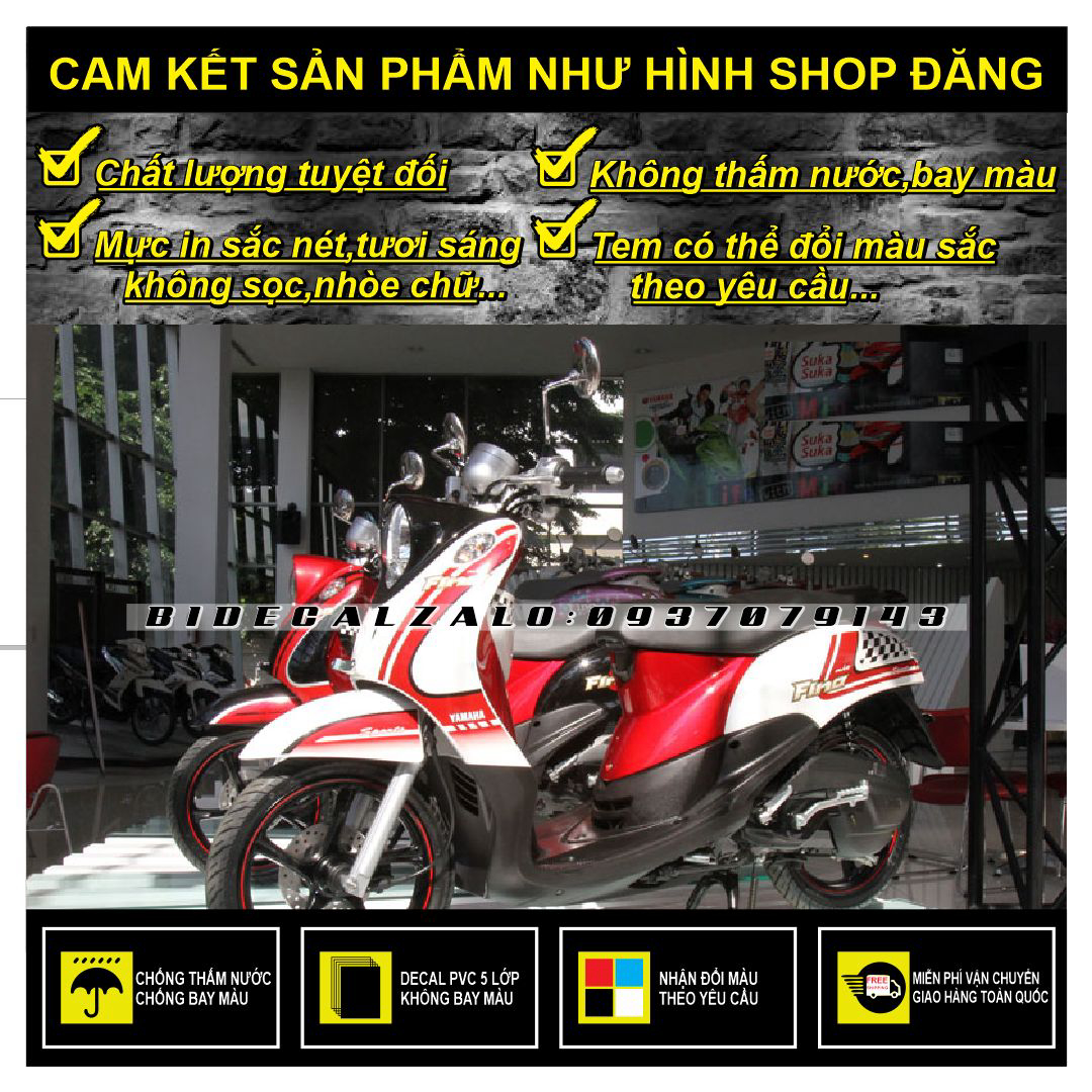 Hcm-bidecal- tem rời mio classcio fino thái mẫu sọc caro dán xe trắng đỏ