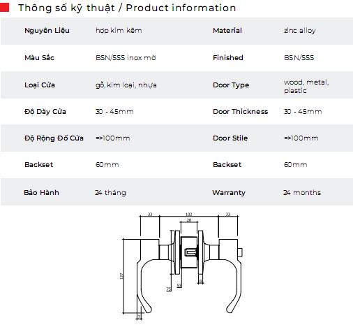[HCM]Khóa tròn gạt VICKINI 31683.001