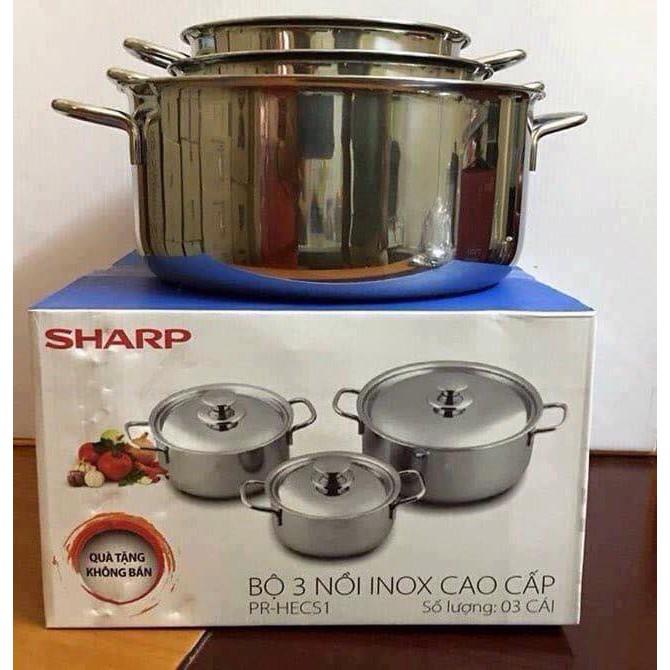 Bộ 3 Nồi Inox Sharp dùng được trên bếp từ