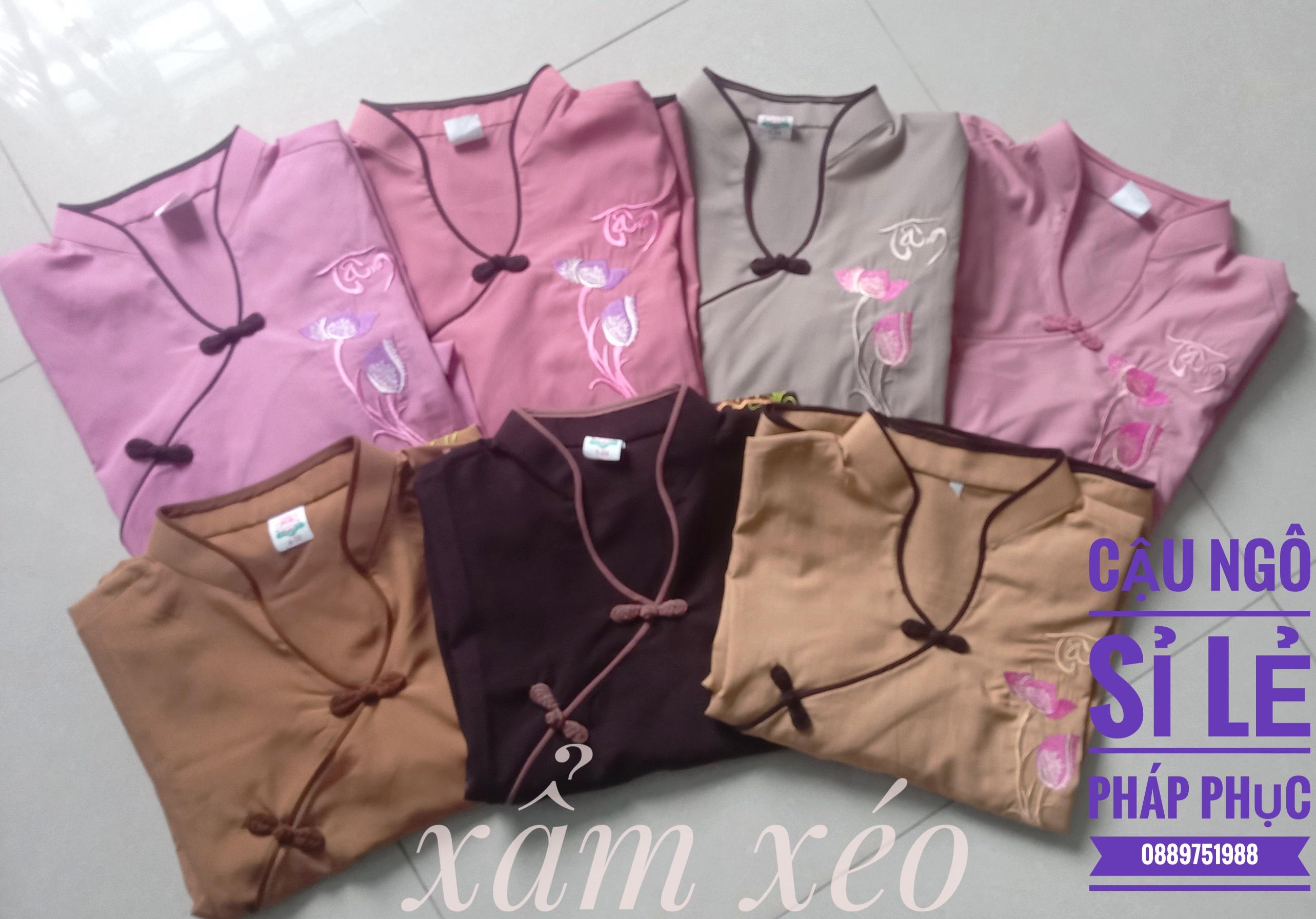 [HCM]Đồ lam đi chùa tàu xéo thêu sen