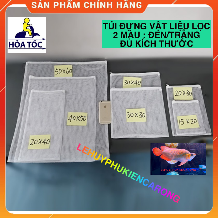 "Hoàn tiền đến 10%" Túi Đựng Vật Liệu Lọc Có khóa Kéo 2 Màu Trắng Và Đen Đủ Kích Thước Cho Bể Cá