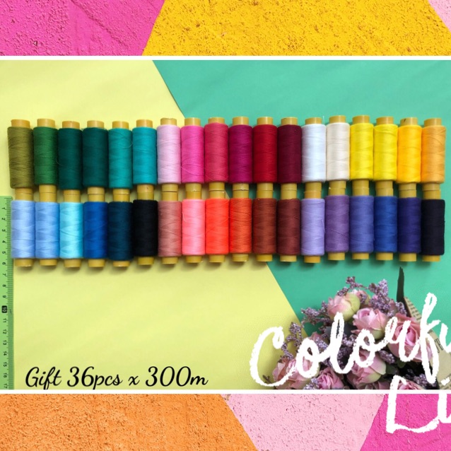 [HCM]Bộ chỉ may cotton 30 màu ( 400m/cuộn )